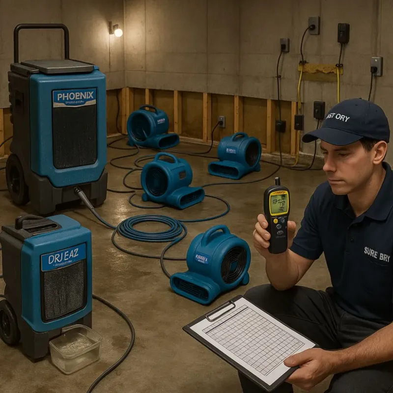 Structural Drying and Dehumidification process in Lowes Island, VA